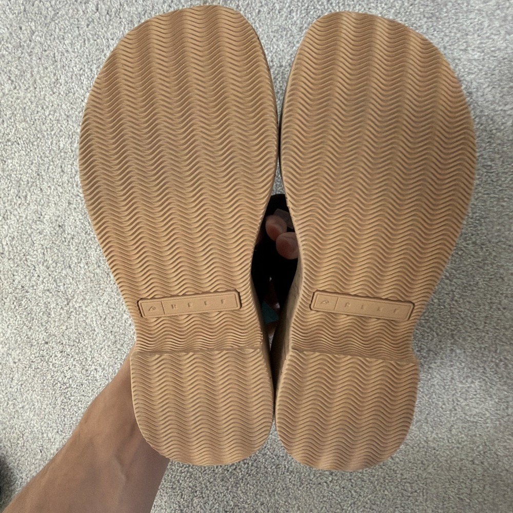 Reef Sunset Ibiza Wedge Sandals Women's Size 9 Black Tan Summer Coastal Straps - Picture 6 of 6